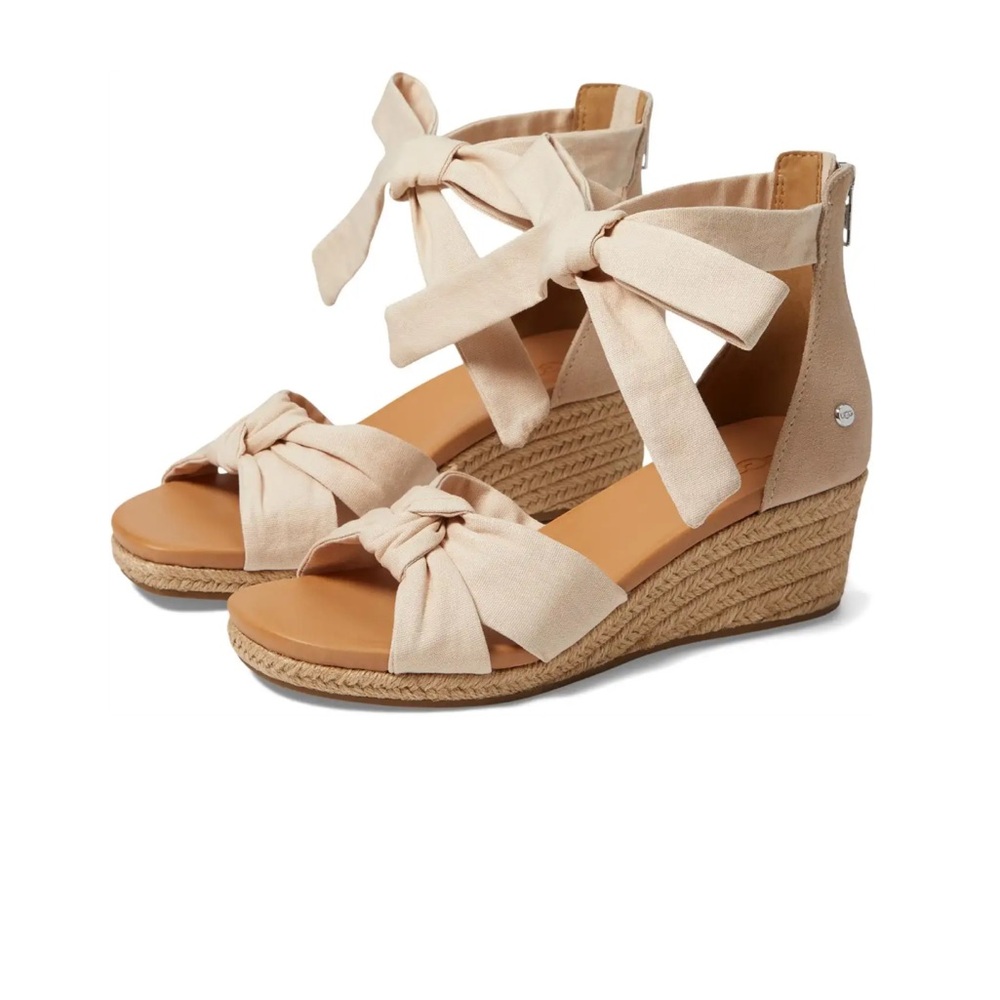 Ugg Yarrow Wedge Sandal, Natural Canvas, Size 8 Women’s